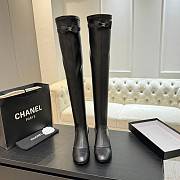 Chanel Thigh Boots Stretch Lambskin & Lambskin Black 5cm - 5