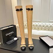 Chanel Thigh Boots Stretch Lambskin & Lambskin Beige Black 5cm - 3