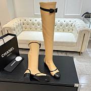 Chanel Thigh Boots Stretch Lambskin & Lambskin Beige Black 5cm - 2