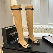 Chanel Thigh Boots Stretch Lambskin & Lambskin Beige Black 5cm - 4