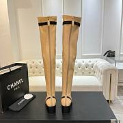Chanel Thigh Boots Stretch Lambskin & Lambskin Beige Black 5cm - 6