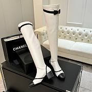 Chanel Thigh Boots Stretch Lambskin & Lambskin White Black 5cm - 6