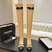 Chanel Thigh Boots Stretch Lambskin & Lambskin Beige Black 5cm - 1