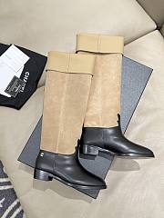 Chanel Thigh Boots Suede Calfskin & Calfskin Beige Black 3.5cm - 2