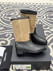 Chanel Mid-Calf Boots Suede Calfskin & Calfskin Brown Black 3.5cm - 2