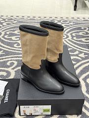 Chanel Mid-Calf Boots Suede Calfskin & Calfskin Brown Black 3.5cm - 4