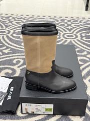 Chanel Mid-Calf Boots Suede Calfskin & Calfskin Brown Black 3.5cm - 5
