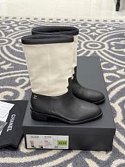Chanel Mid-Calf Boots Suede Calfskin & Calfskin White Black 3.5cm - 6