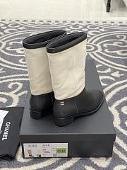 Chanel Mid-Calf Boots Suede Calfskin & Calfskin White Black 3.5cm - 5