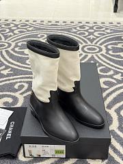 Chanel Mid-Calf Boots Suede Calfskin & Calfskin White Black 3.5cm - 3