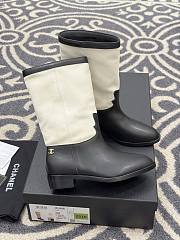 Chanel Mid-Calf Boots Suede Calfskin & Calfskin White Black 3.5cm - 2