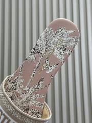 Dioriviera Dway Slide Embroidered Cotton and Beige and White Toile de Jouy Palms Motif - 6