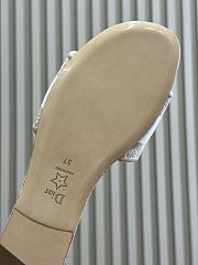 Dioriviera Dway Slide Embroidered Cotton and Beige and White Toile de Jouy Palms Motif - 5