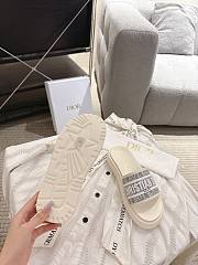 Dioriviera Dway Slide Chambray Blue Jacquard with Ecru Raffia Dior Oblique Motif and White Rubber - 5