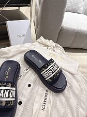 Dioriviera Dway Slide Deep Blue Dior Oblique Embroidered Cotton and White Rubber - 5