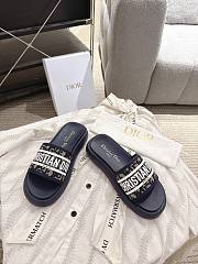 Dioriviera Dway Slide Deep Blue Dior Oblique Embroidered Cotton and White Rubber - 2