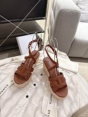 Dior D-Club Wedge Sandal Camel Calfskin 9.5cm - 5