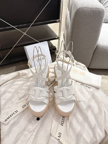 Dior D-Club Wedge Sandal White Calfskin 9.5cm