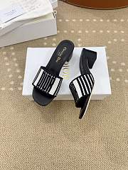Dway Heeled Slide Black and White Cotton Embroidered with Dior Graphique Motif - 6