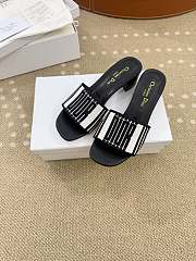 Dway Heeled Slide Black and White Cotton Embroidered with Dior Graphique Motif - 5