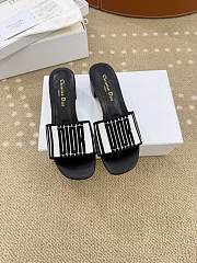 Dway Heeled Slide Black and White Cotton Embroidered with Dior Graphique Motif - 4