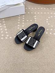 Dway Heeled Slide Black and White Cotton Embroidered with Dior Graphique Motif - 3