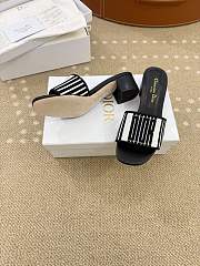 Dway Heeled Slide Black and White Cotton Embroidered with Dior Graphique Motif - 2