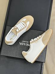 Prada Nappa Leather And Suede Sneakers Ivory/ Pumice Gray  - 6