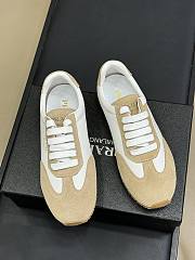 Prada Nappa Leather And Suede Sneakers Ivory/ Pumice Gray  - 5