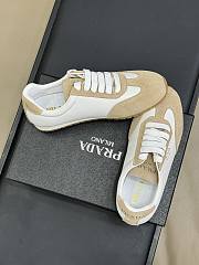 Prada Nappa Leather And Suede Sneakers Ivory/ Pumice Gray  - 4