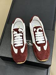 Prada Nappa Leather And Suede Sneakers Ivory/ Burgundy - 3