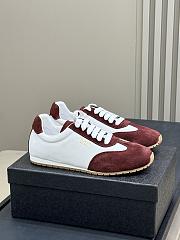 Prada Nappa Leather And Suede Sneakers Ivory/ Burgundy - 5