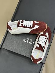 Prada Nappa Leather And Suede Sneakers Ivory/ Burgundy - 4
