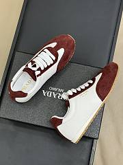 Prada Nappa Leather And Suede Sneakers Ivory/ Burgundy - 6