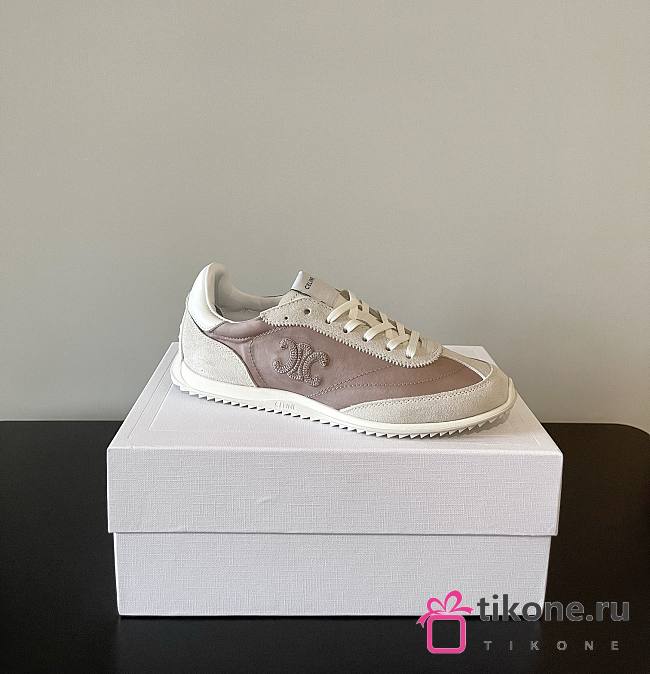 Celine Racer Low Top Sneaker In Nylon Suede Calfskin And Calfskin Pinkwood - 1