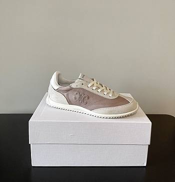 Celine Racer Low Top Sneaker In Nylon Suede Calfskin And Calfskin Pinkwood