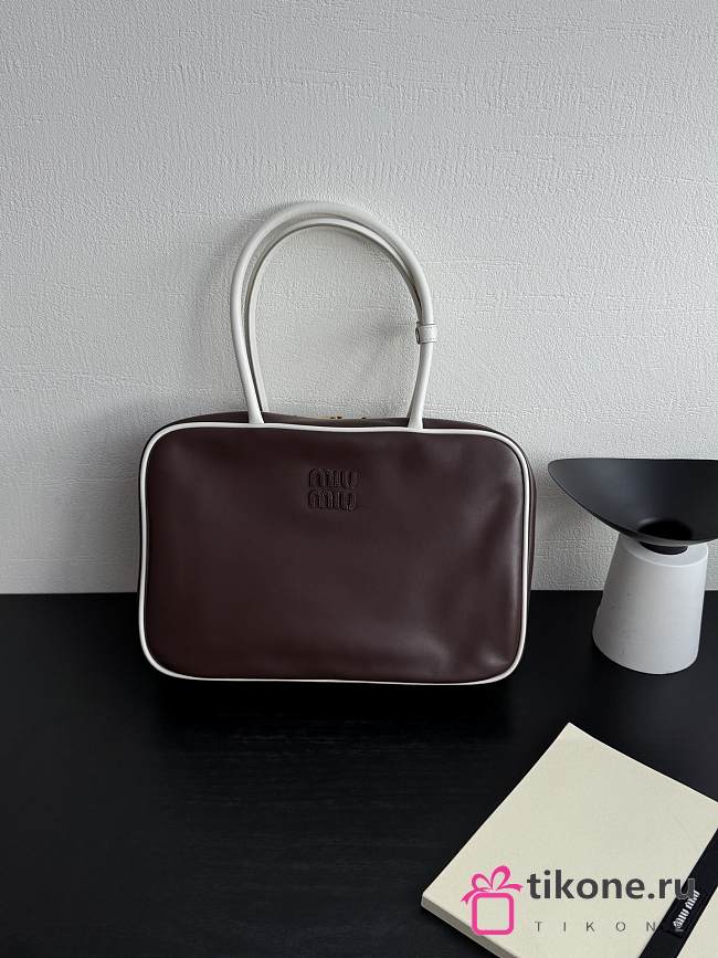 Miumiu Beau Leather Bag Briarwood/ White - 34x23x10cm - 1