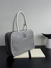 Miumiu Beau Leather Bag Gray/ White - 34x23x10cm - 3