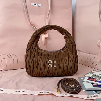 Miumiu Wander Matelasse Suede Hobo Bag Coca Brown - 20x17x6cm