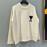 Ami Paris White Wool Ami De Coeur Crewneck Sweater Offwhite/Black - 2