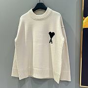 Ami Paris White Wool Ami De Coeur Crewneck Sweater Offwhite/Black - 5