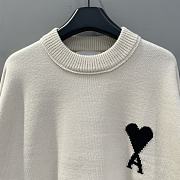 Ami Paris White Wool Ami De Coeur Crewneck Sweater Offwhite/Black - 6