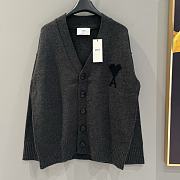 Ami Paris White Wool Ami De Coeur Crewneck Sweater Dark Gray/Black - 1