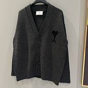 Ami Paris White Wool Ami De Coeur Crewneck Sweater Dark Gray/Black - 4