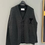 Ami Paris White Wool Ami De Coeur Crewneck Sweater Dark Gray/Black - 5