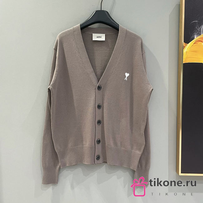 Ami Paris Ami De Coeur Cardigan Ash/Off-White - 1