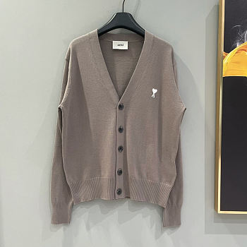 Ami Paris Ami De Coeur Cardigan Ash/Off-White