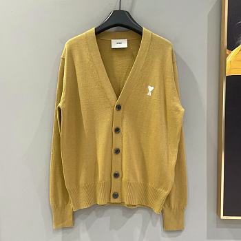 Ami Paris Ami De Coeur Cardigan Yellow/Off-White