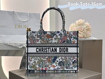 Medium Dior Book Tote Dior Lucky bag Dior Flowers Calendar Allover Multicolor Embroidery - 36x27.5x16.5cm