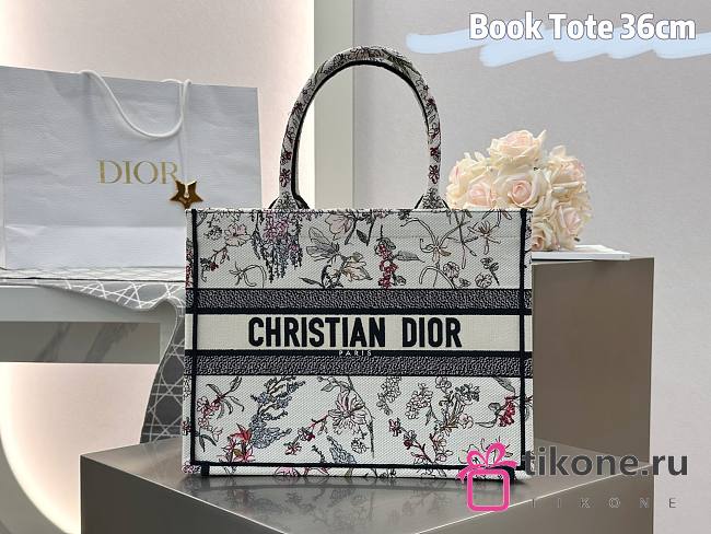 Medium Dior Book Tote Beige Millefiori Embroidery - 36x27.5x16.5cm - 1
